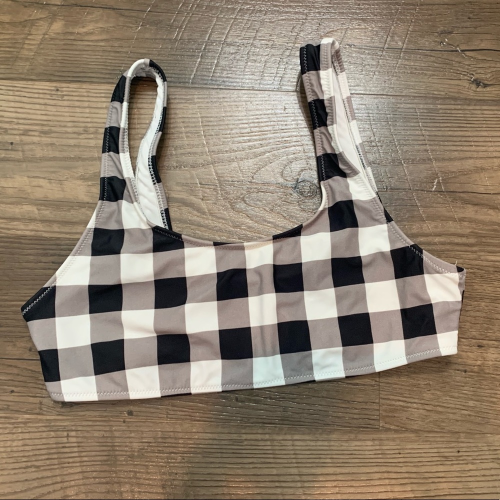 Gingham patterned bikini top